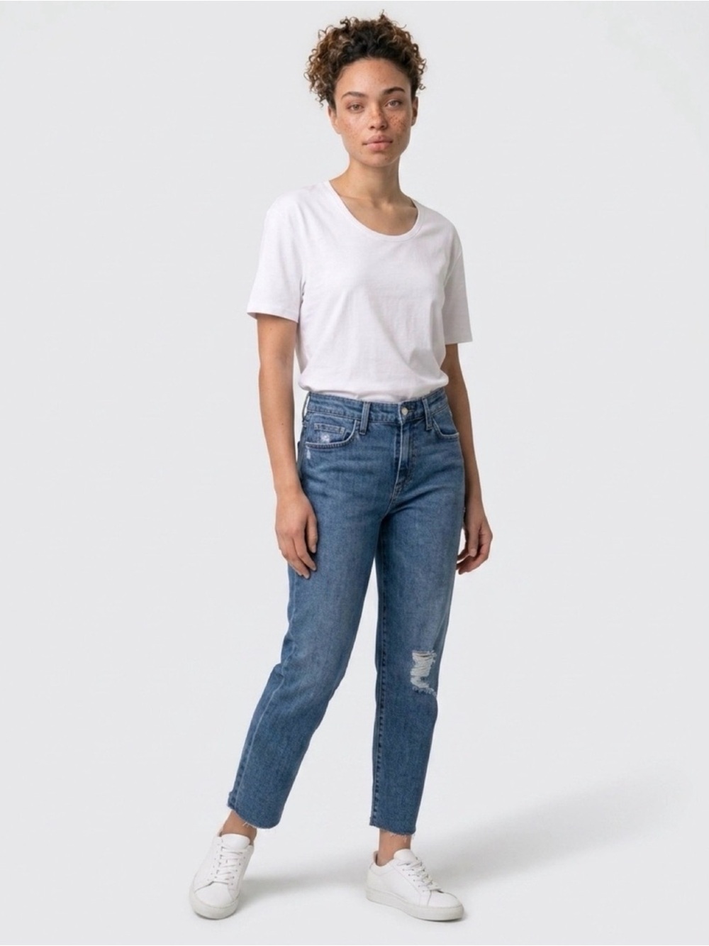 Joe’s Jeans Straight Leg Jeans Womens 29 Medium Wash Raw Hem Distressed